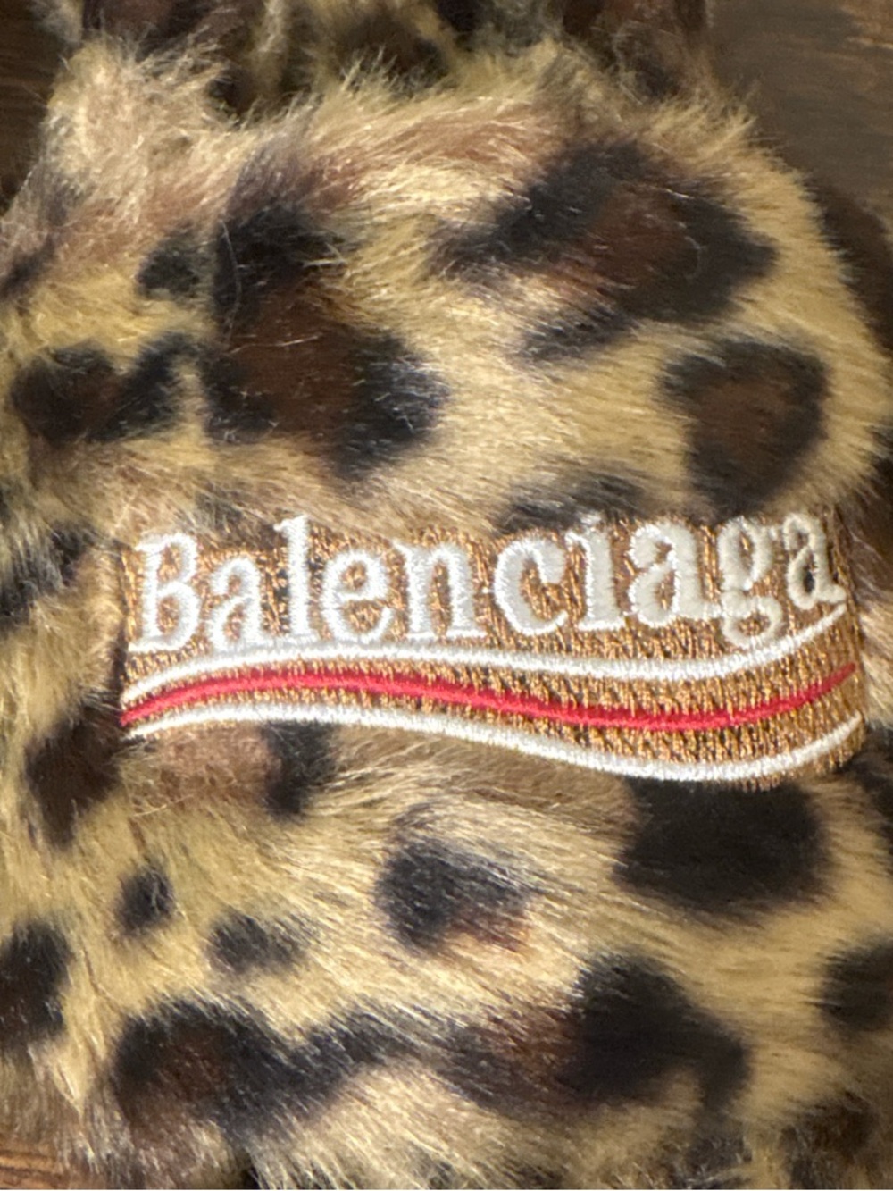 Balenciaga Leopard-Print Faux-Fur Slide Sandals - Brown - Picture 4 of 6